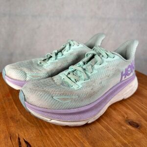 Hoka Clifton 9 Running Shoes Womens 6B Sea Glass Orchid Good Condition Sneakers